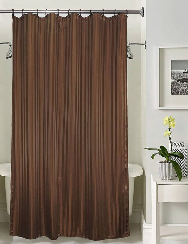 CASA FURNISHING Brown PVC Shower Curtain ( Single )