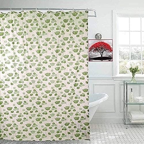 CASA FURNISHING Green PVC Shower Curtain ( Single )