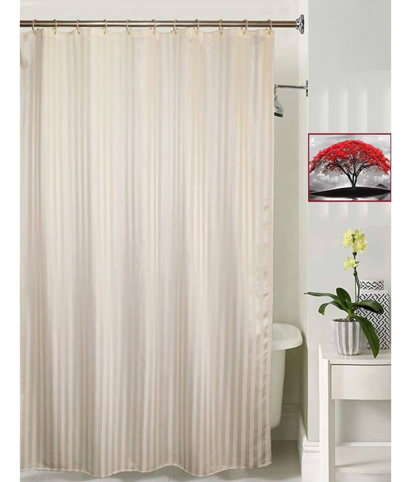 CASA FURNISHING Off White PVC Shower Curtain ( Single )