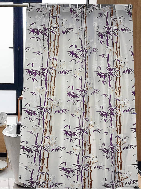 CASA FURNISHING Purple PVC Shower Curtain ( Single )