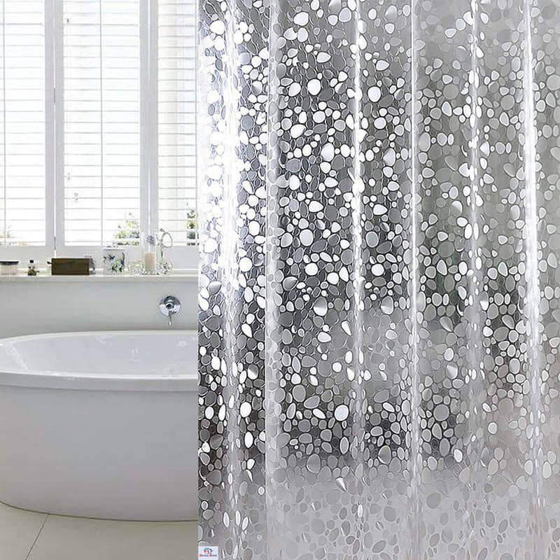 CASA FURNISHING White PVC Shower Curtain ( Single )