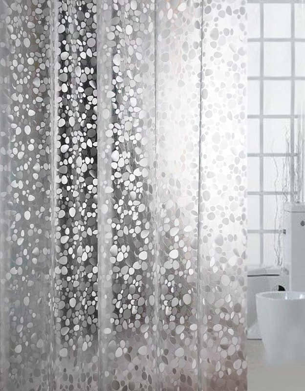 CASA FURNISHING White PVC Shower Curtain ( Single )