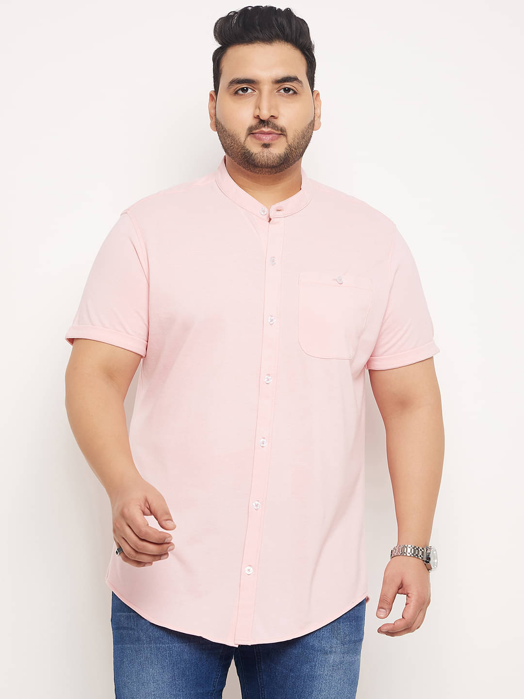 Club York Cotton Blend Regular Fit Solids Half Sleeves Men's Casual Shirt - Pink ( Pack of 1 )     			Club York Cotton Blend Regular Fit Solids Half Sleeves Men's Casual Shirt - Pink ( Pack of 1 )