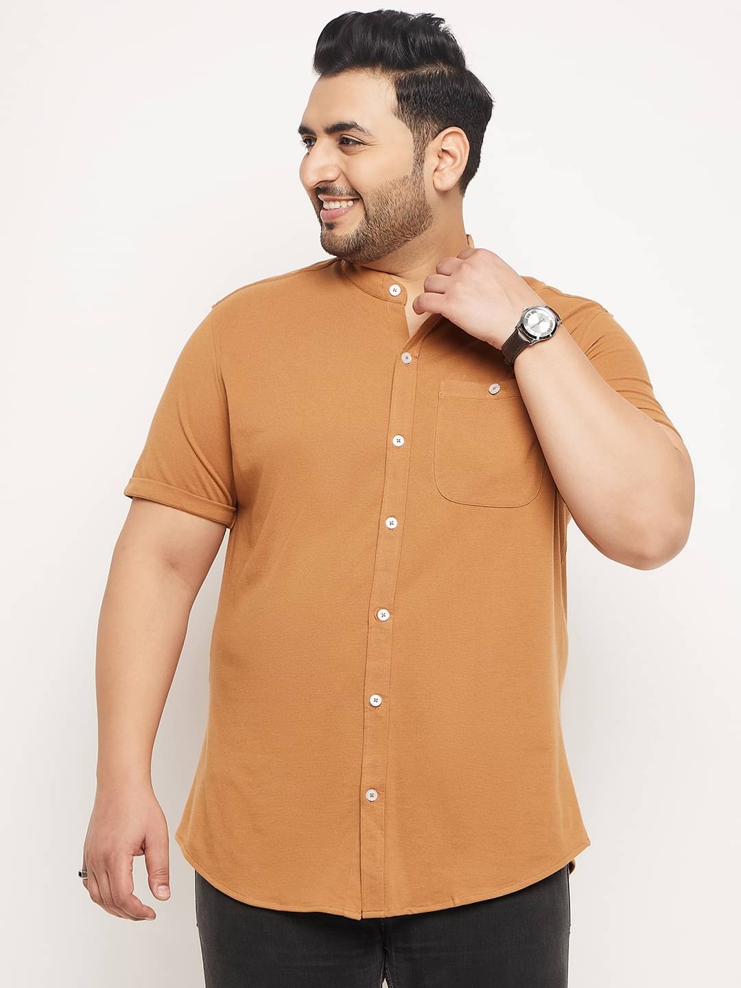 Club York Cotton Blend Regular Fit Solids Half Sleeves Men's Casual Shirt - Khaki ( Pack of 1 ) Club York Cotton Blend Regular Fit Solids Half Sleeves Men's Casual Shirt - Khaki ( Pack of 1 )