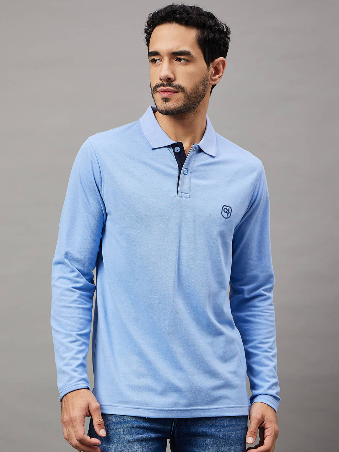 Club York Pack of 1 Cotton Blend Regular Fit Solid Full Sleeves Men's Polo T Shirt ( Lavender )