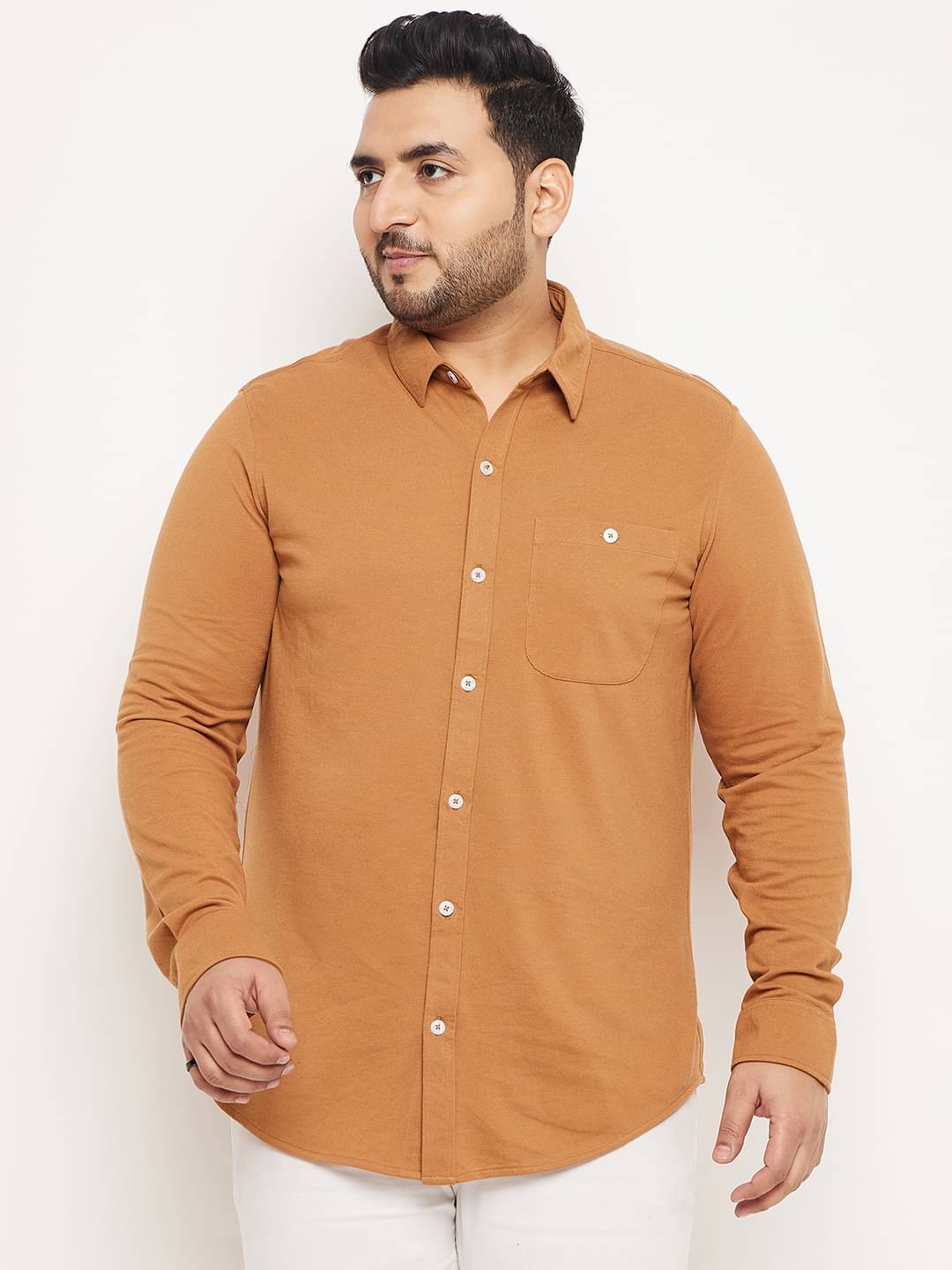 Club York Cotton Blend Regular Fit Solids Full Sleeves Men's Casual Shirt - Khaki ( Pack of 1 )     			Club York Cotton Blend Regular Fit Solids Full Sleeves Men's Casual Shirt - Khaki ( Pack of 1 )