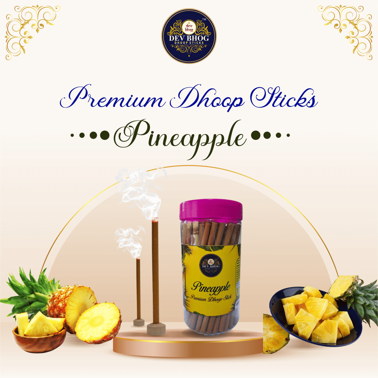     			DEV BHOG Dhoop,Incense Dhoop Sticks Pineapple 125 gm ( Pack of 1 )
