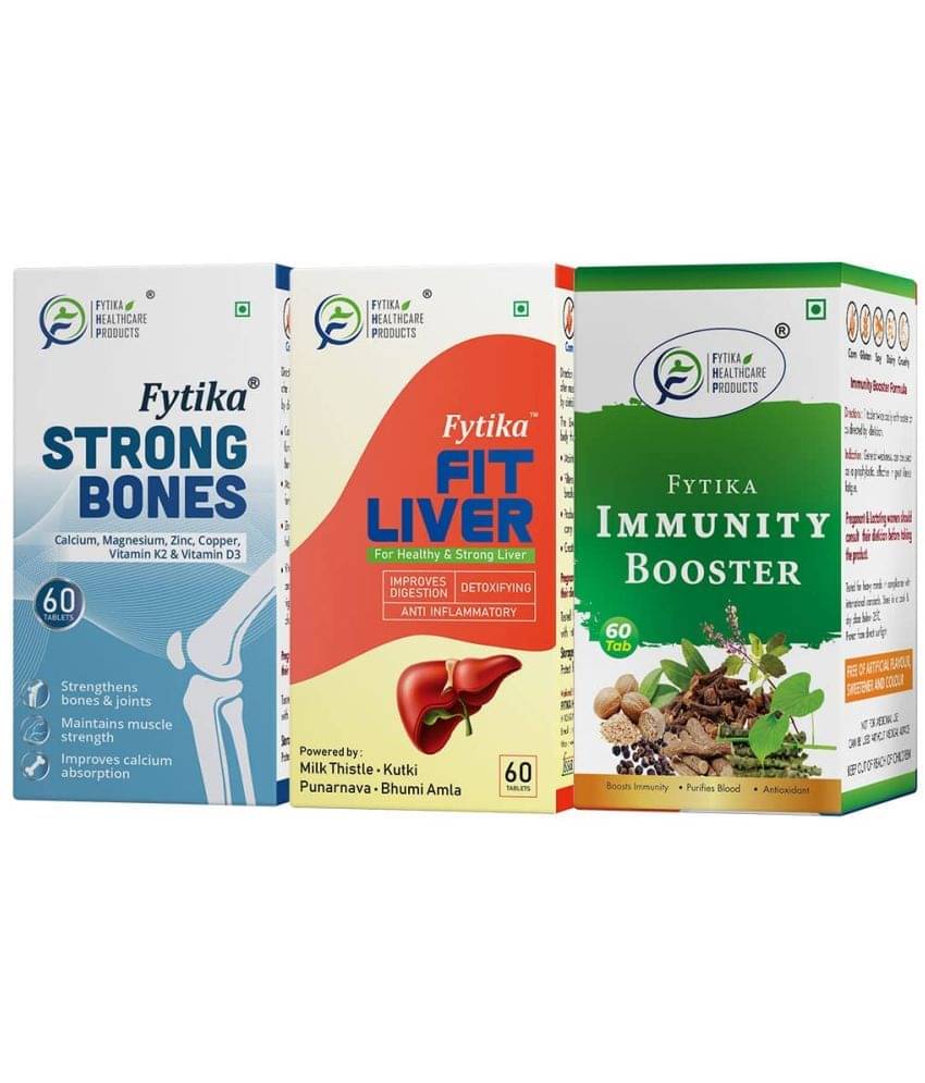     			FYTIKA Strong Bones + Fit Liver + Immunity Booster (Pack of 3) - 180 Tabs 3 gm Unflavoured Minerals Tablets Pack of 3