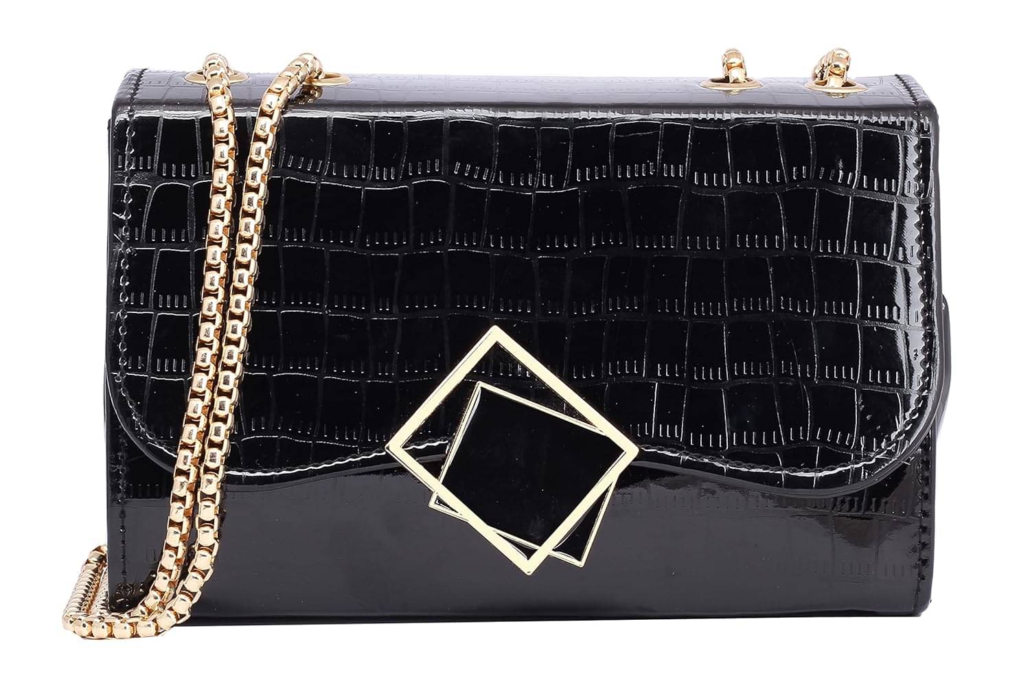     			Fargo Black PU Sling Bag