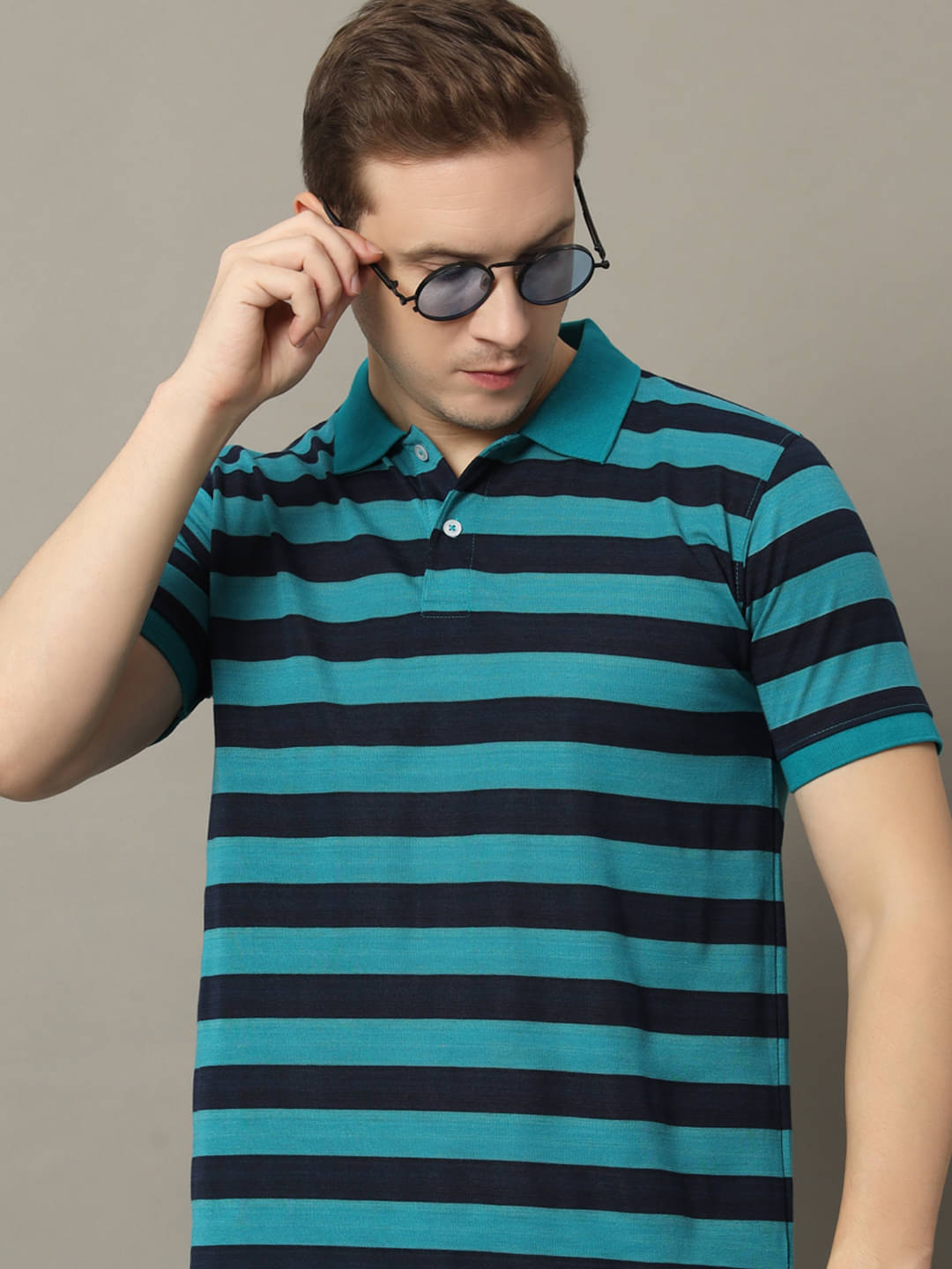 GET GOLF Pack of 1 Cotton Blend Regular Fit Striped Half Sleeves Men's Polo T Shirt ( Green )     			GET GOLF Pack of 1 Cotton Blend Regular Fit Striped Half Sleeves Men's Polo T Shirt ( Green )