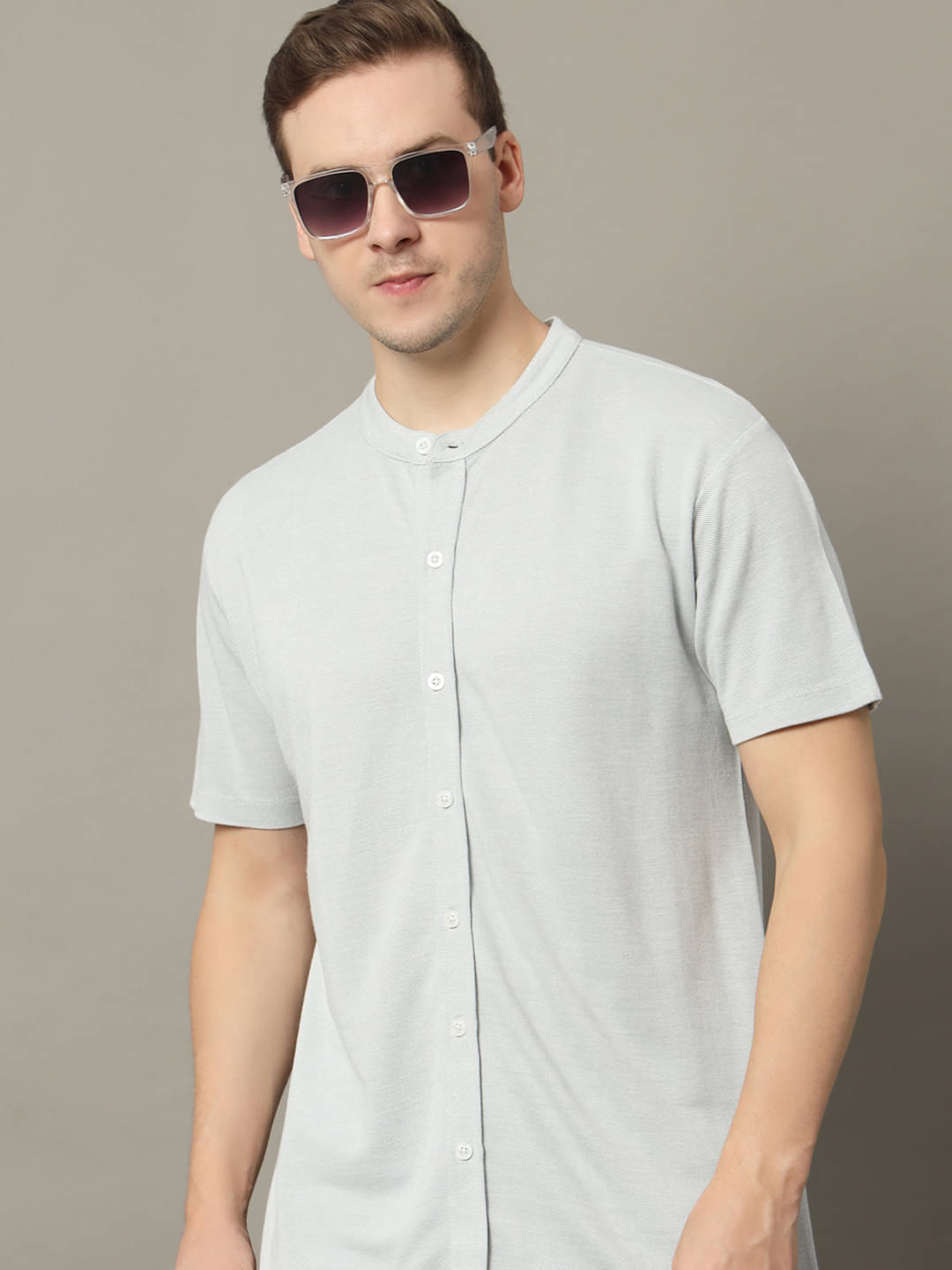     			GET GOLF Cotton Blend Regular Fit Solids Half Sleeves Men's Casual Shirt - Grey ( Pack of 1 )