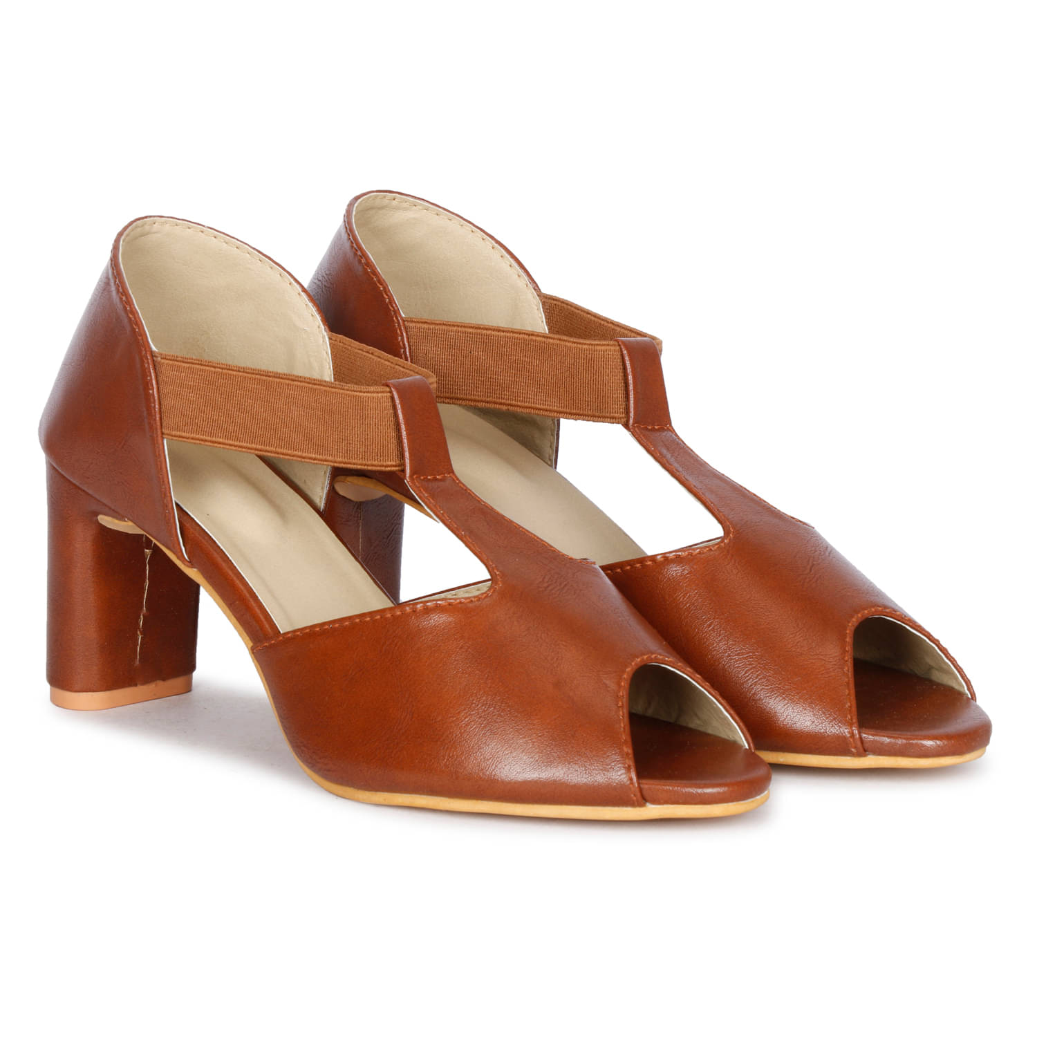     			Saheb Brown Women's Peep Toes Heels