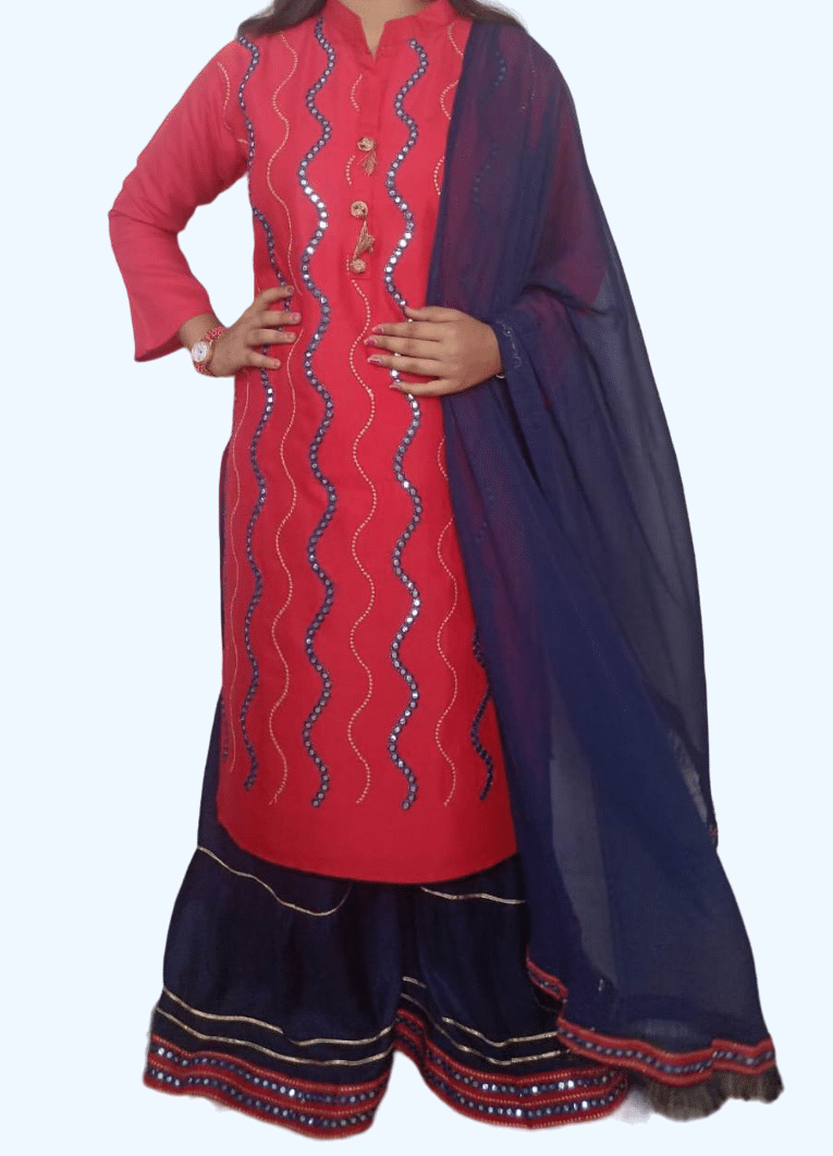 Shubh paridhaan Women Cotton Blend Embroidered Ethnic Dress ( Red ) Shubh paridhaan Women Cotton Blend Embroidered Ethnic Dress ( Red )
