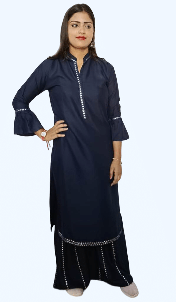    			Shubh paridhaan Women Cotton Blend Embroidered Ethnic Dress ( Blue )