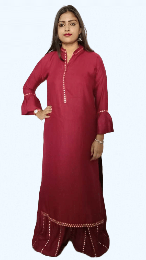     			Shubh paridhaan Women Cotton Blend Embroidered Ethnic Dress ( Maroon )