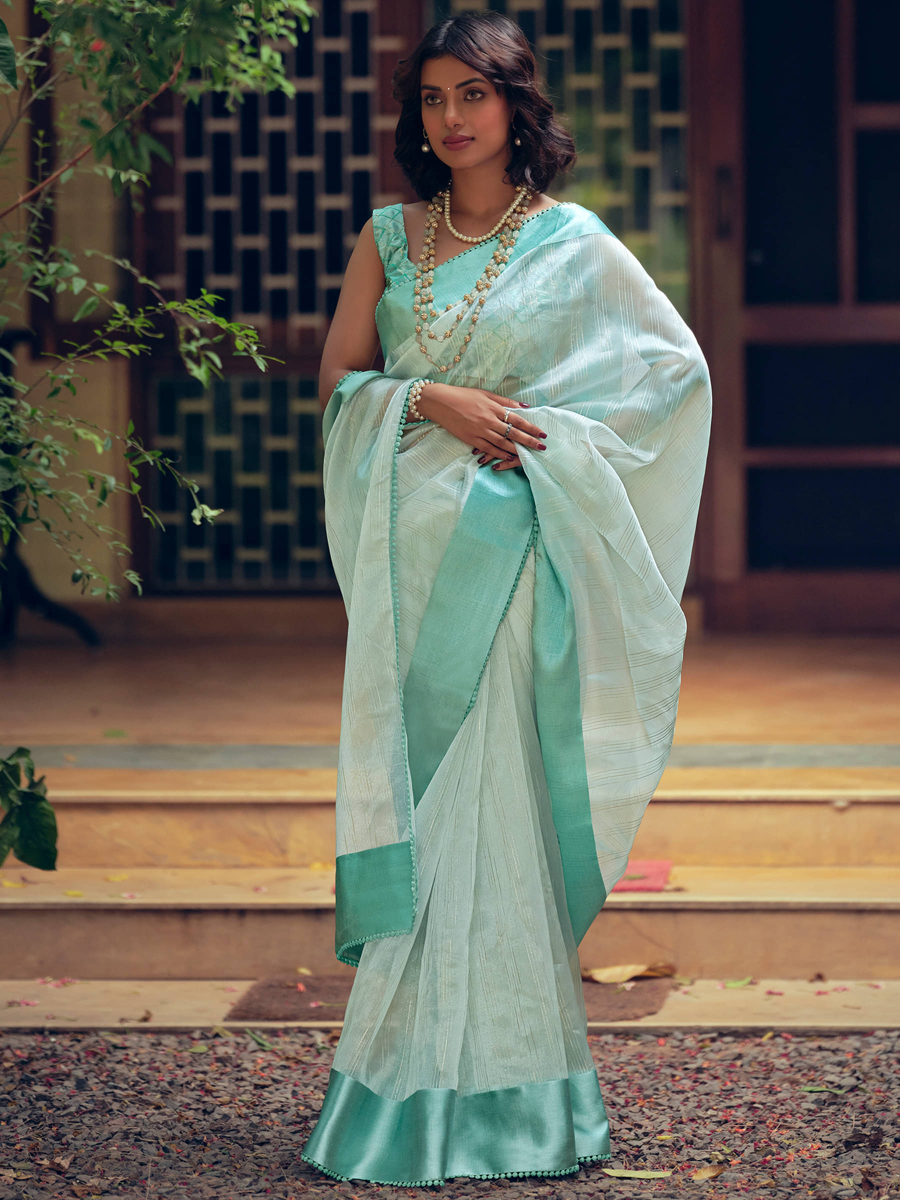 Stylee Lifestyle Organza Woven Saree With Unstitched Blouse Piece ( Turquoise ) Stylee Lifestyle Organza Woven Saree With Unstitched Blouse Piece ( Turquoise )