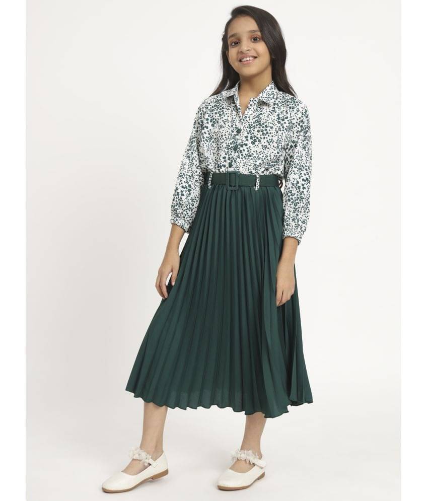 ZWERLON Crepe A-line Dress For Girls ( Pack of 1 , Green ) ZWERLON Crepe A-line Dress For Girls ( Pack of 1 , Green )