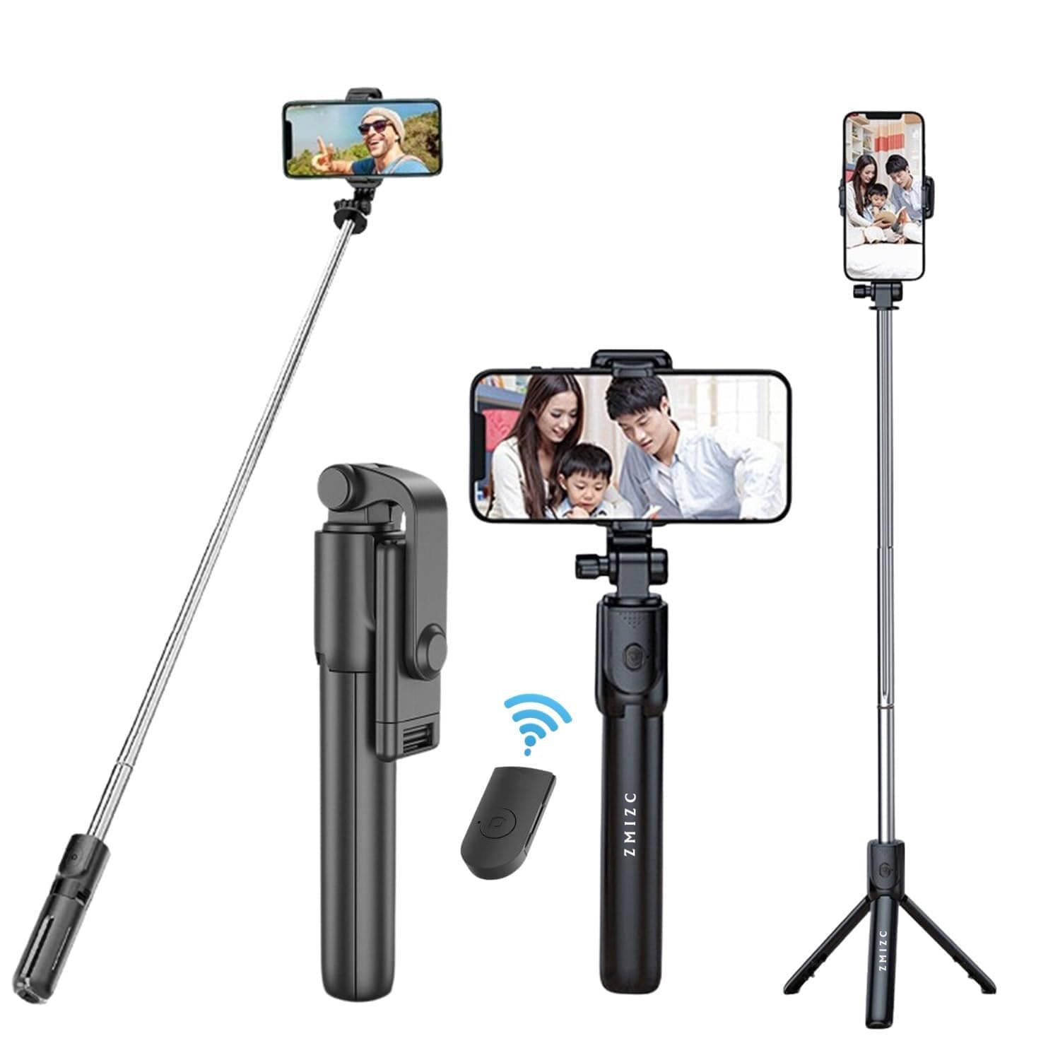     			ZmiZc Bluetooth Selfie Stick ( Black )