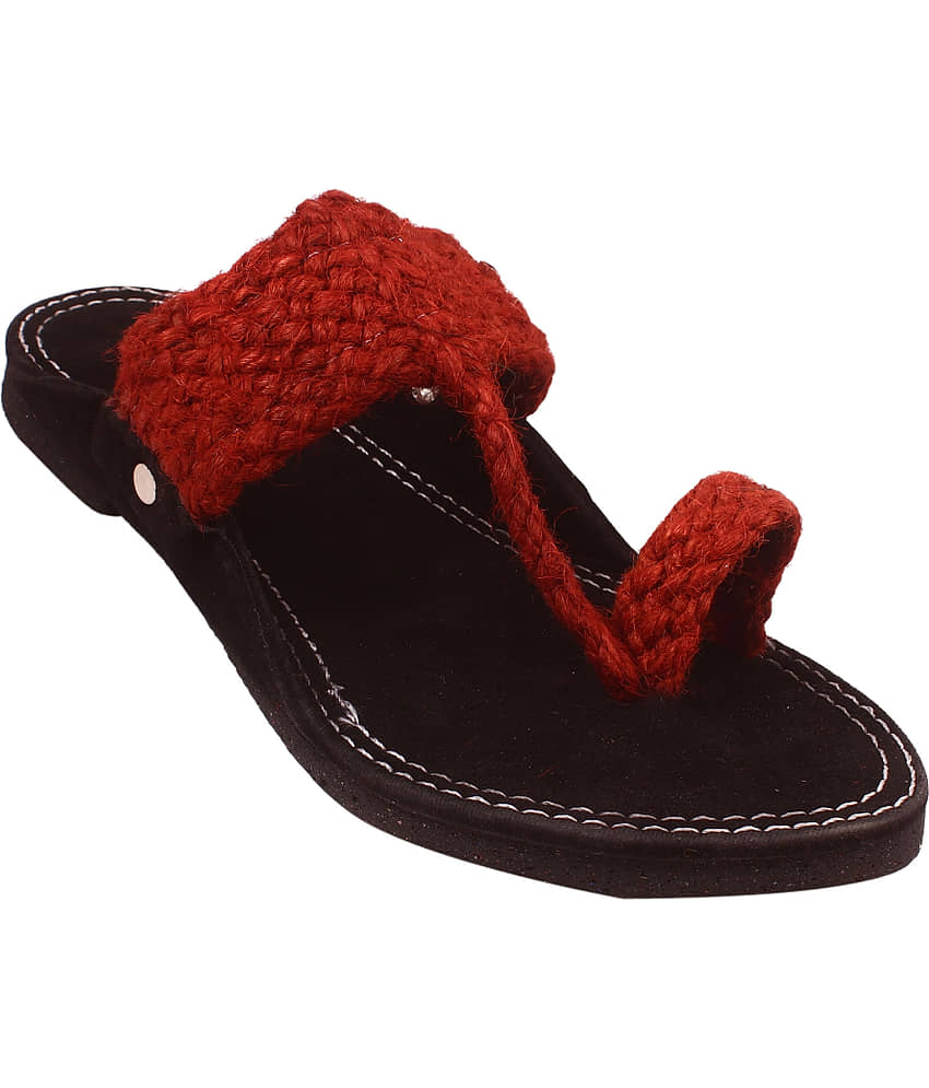 Anjaneya Creations Red Men's Kolhapuris - Ethnic Shoes | Buy online on ZillyBuy