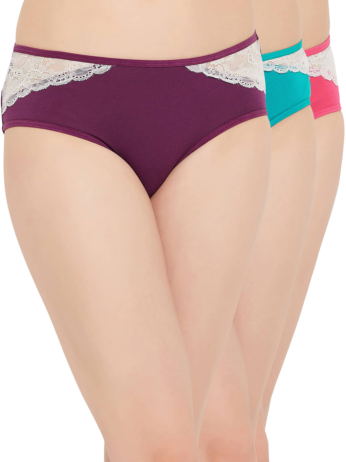 Clovia Pack of 3 Cotton Self Design Women's Hipster ( Multicolor ) Clovia Panty