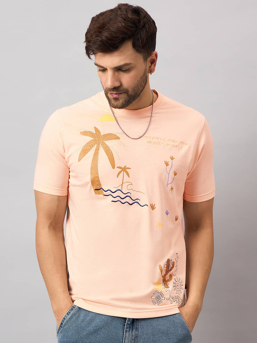     			Club York Pack of 1 Cotton Blend Regular Fit Men's T-Shirt ( Peach )