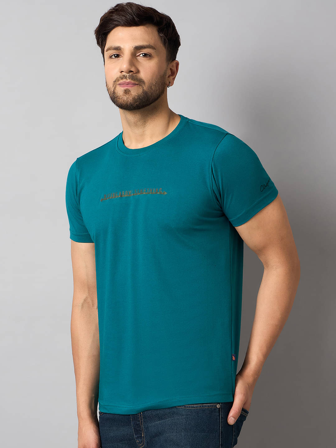Club York Pack of 1 Cotton Blend Regular Fit Men's T-Shirt ( Teal ) Club York Pack of 1 Cotton Blend Regular Fit Men's T-Shirt ( Teal )