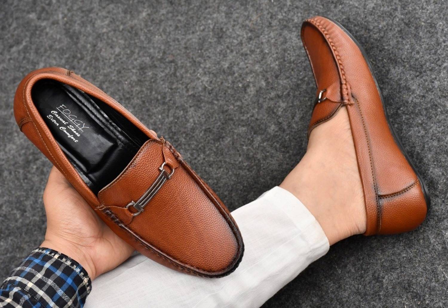     			FOGGY Tan Men's Slip on