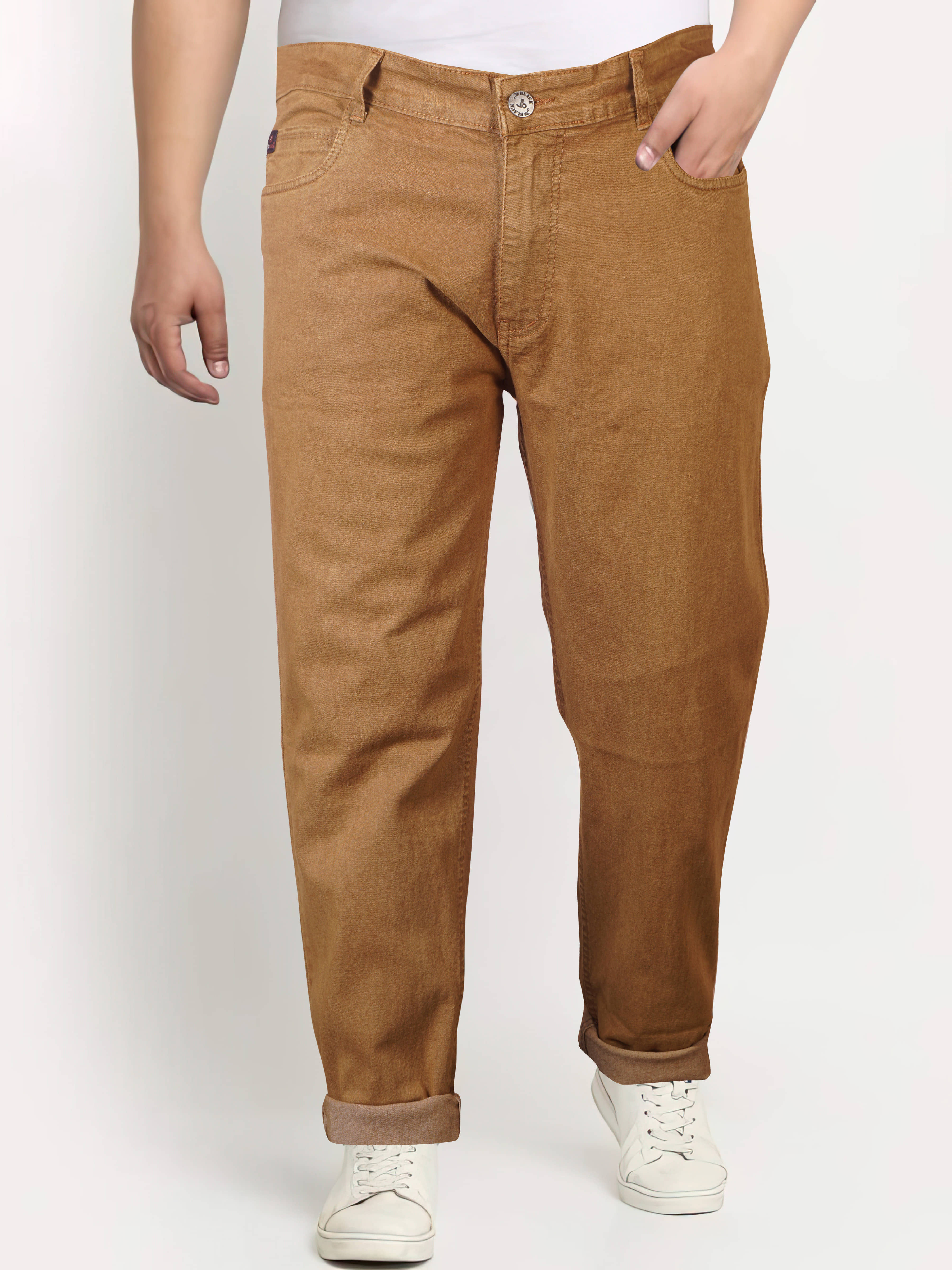 JB JUST BLACK Regular Fit Cuffed Hem Men's Jeans - Brown ( Pack of 1 ) - Jeans | Buy online on ZillyBuy