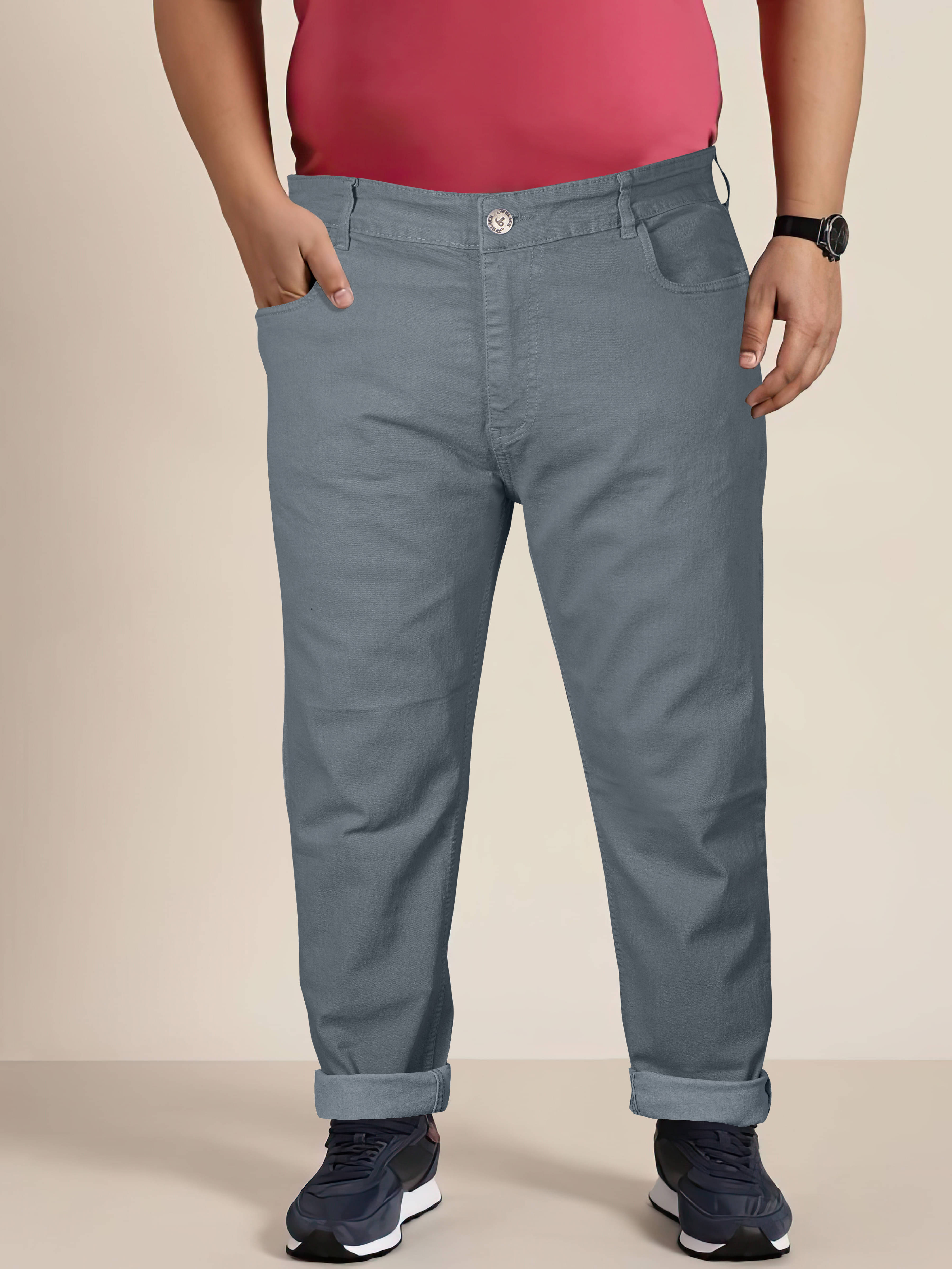 JB JUST BLACK Regular Fit Cuffed Hem Men's Jeans - Grey ( Pack of 1 ) JB JUST BLACK Regular Fit Cuffed Hem Men's Jeans - Grey ( Pack of 1 )