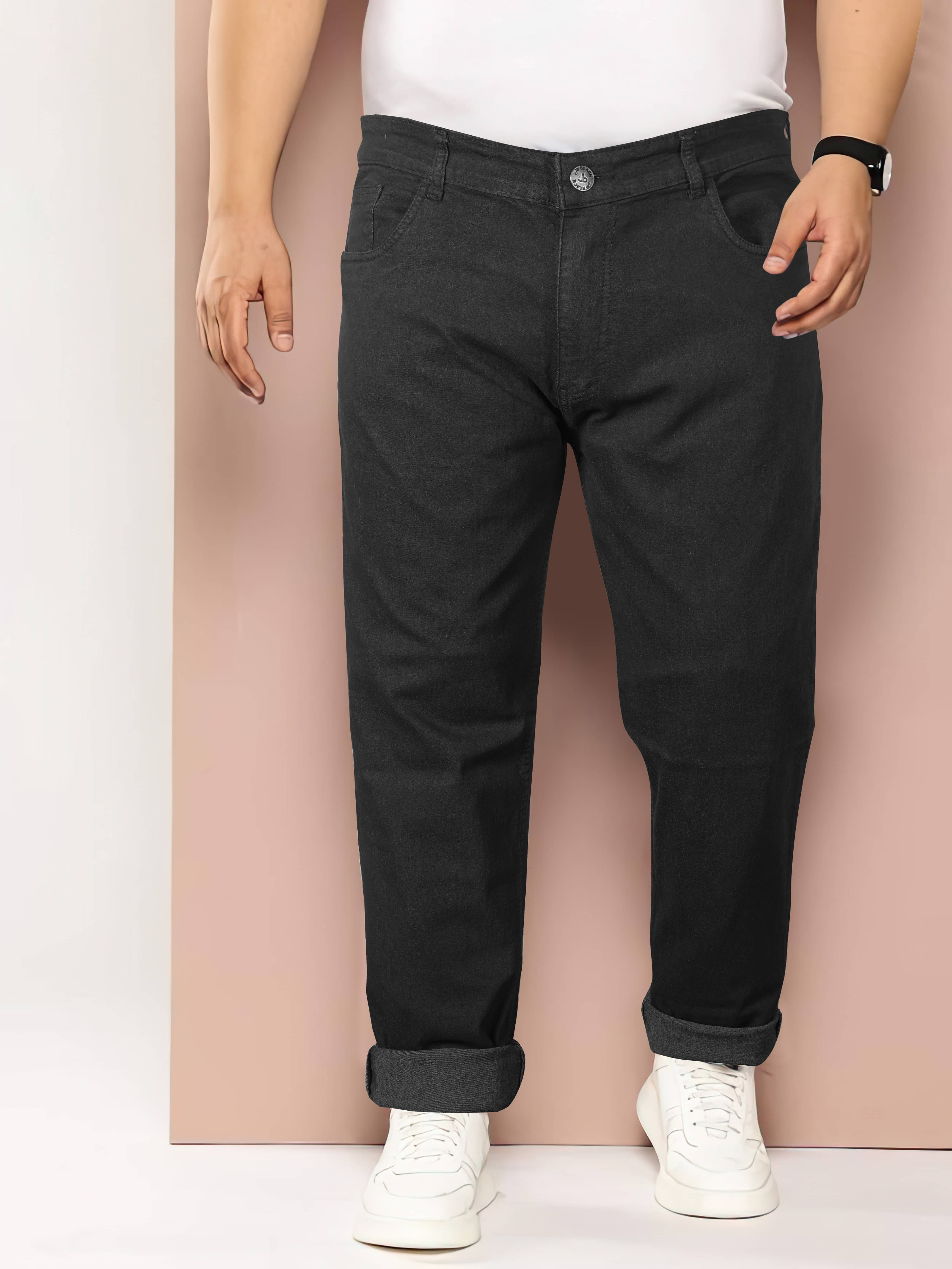     			JB JUST BLACK Regular Fit Cuffed Hem Men's Jeans - Black ( Pack of 1 )
