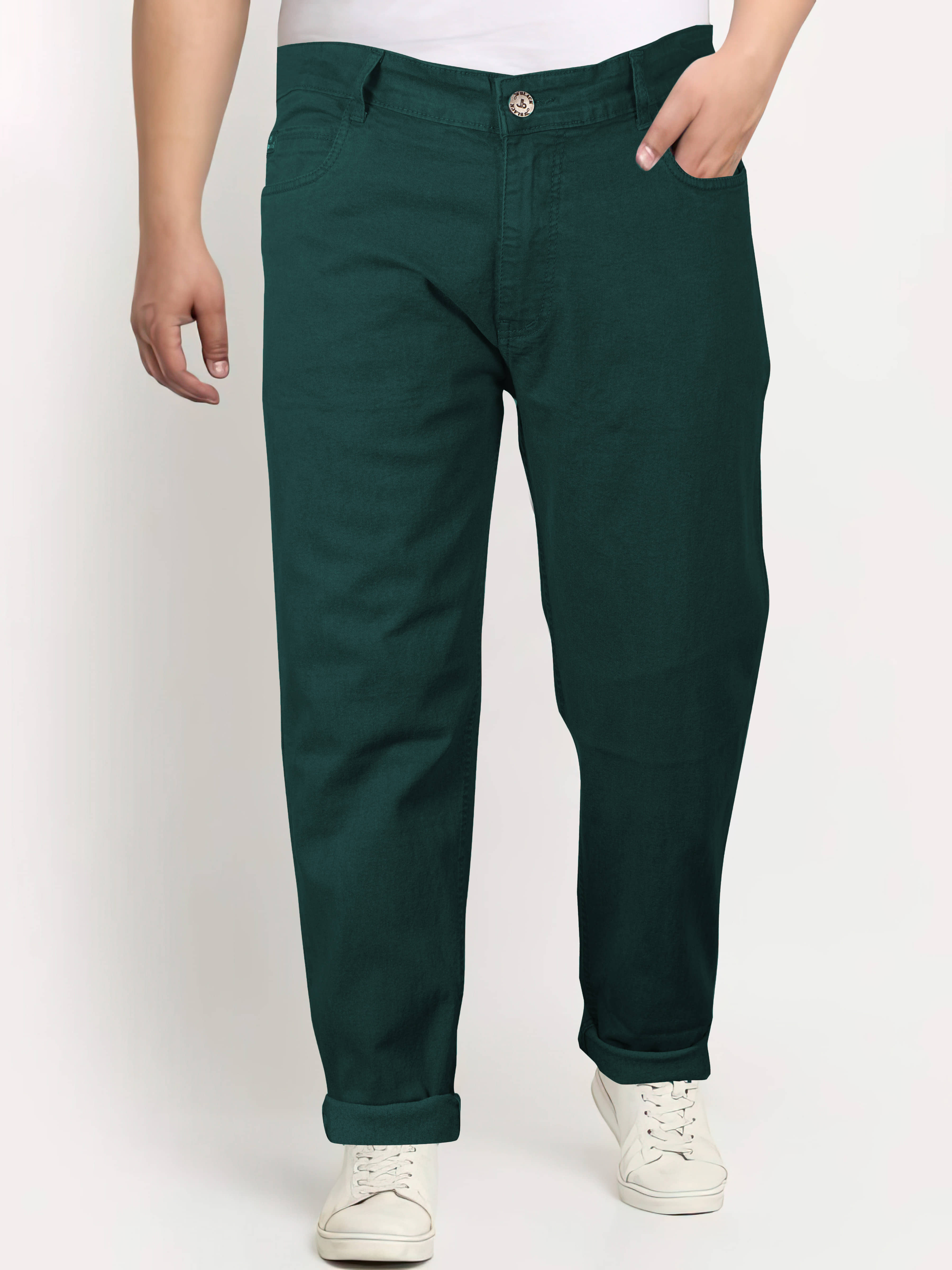 JB JUST BLACK Regular Fit Cuffed Hem Men's Jeans - Green ( Pack of 1 ) - Jeans | Buy online on ZillyBuy