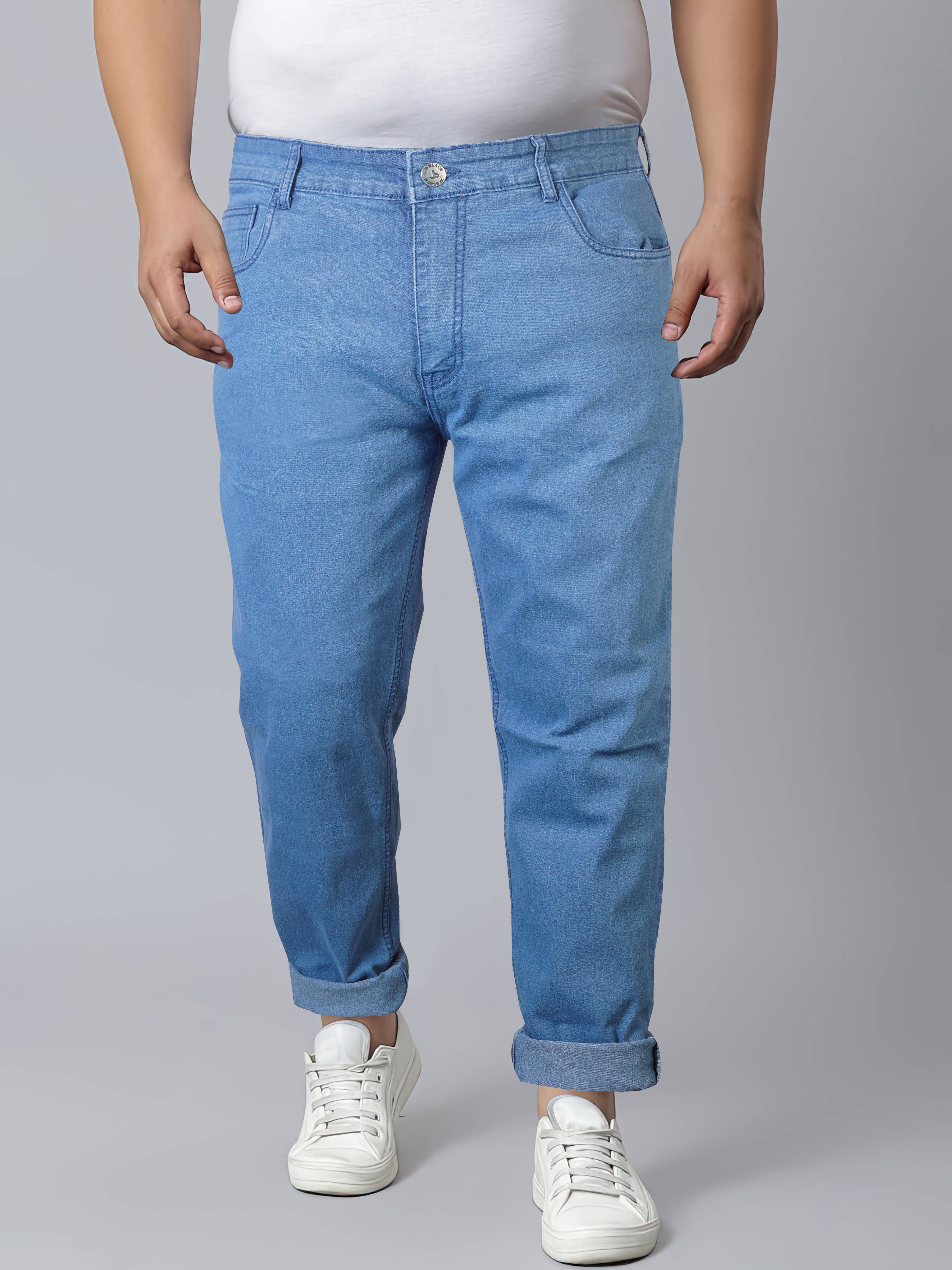 JB JUST BLACK Regular Fit Cuffed Hem Men's Jeans - Blue ( Pack of 1 ) JB JUST BLACK Regular Fit Cuffed Hem Men's Jeans - Blue ( Pack of 1 )