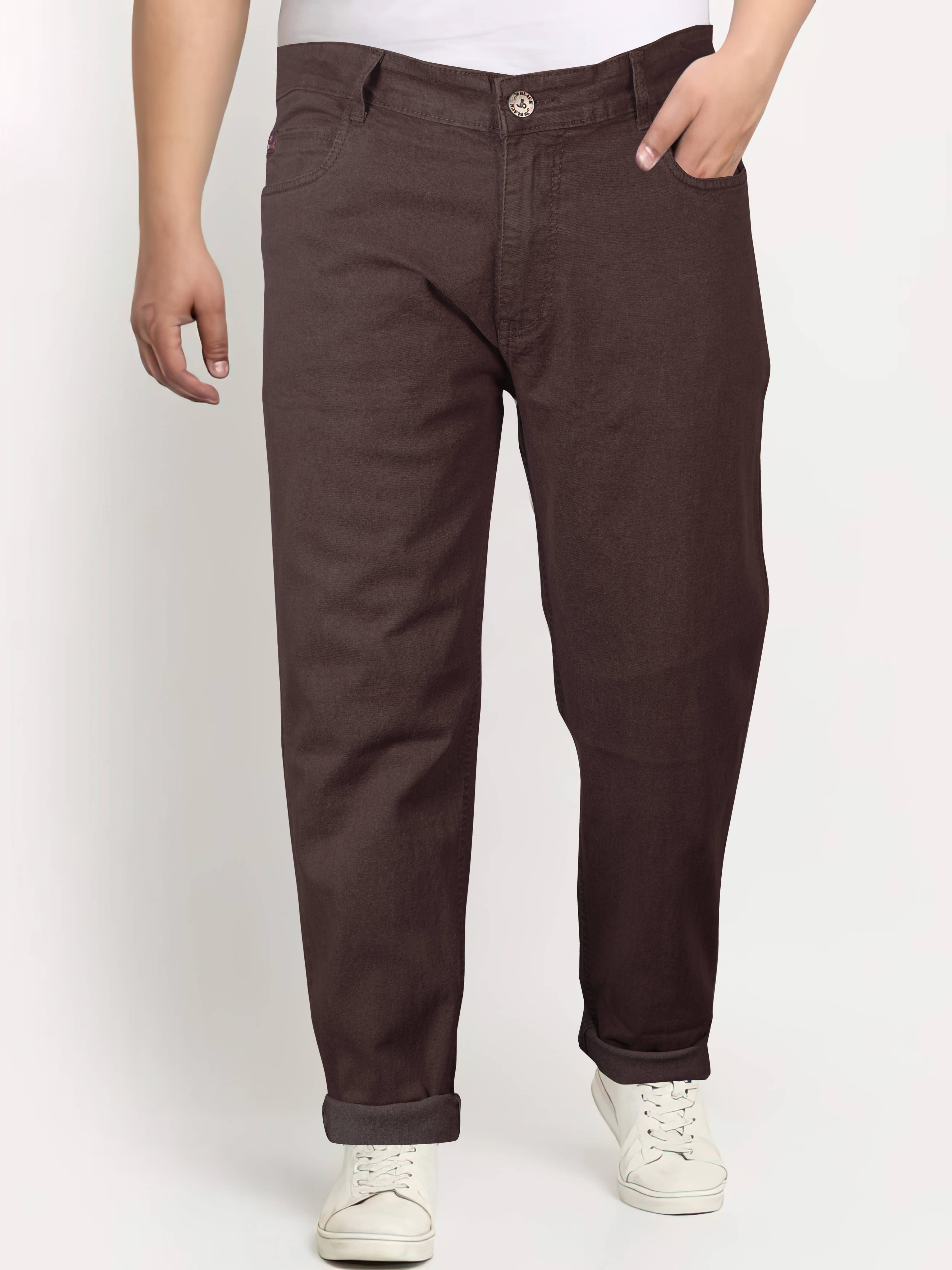 JB JUST BLACK Regular Fit Cuffed Hem Men's Jeans - Coffee ( Pack of 1 ) - Jeans | Buy online on ZillyBuy