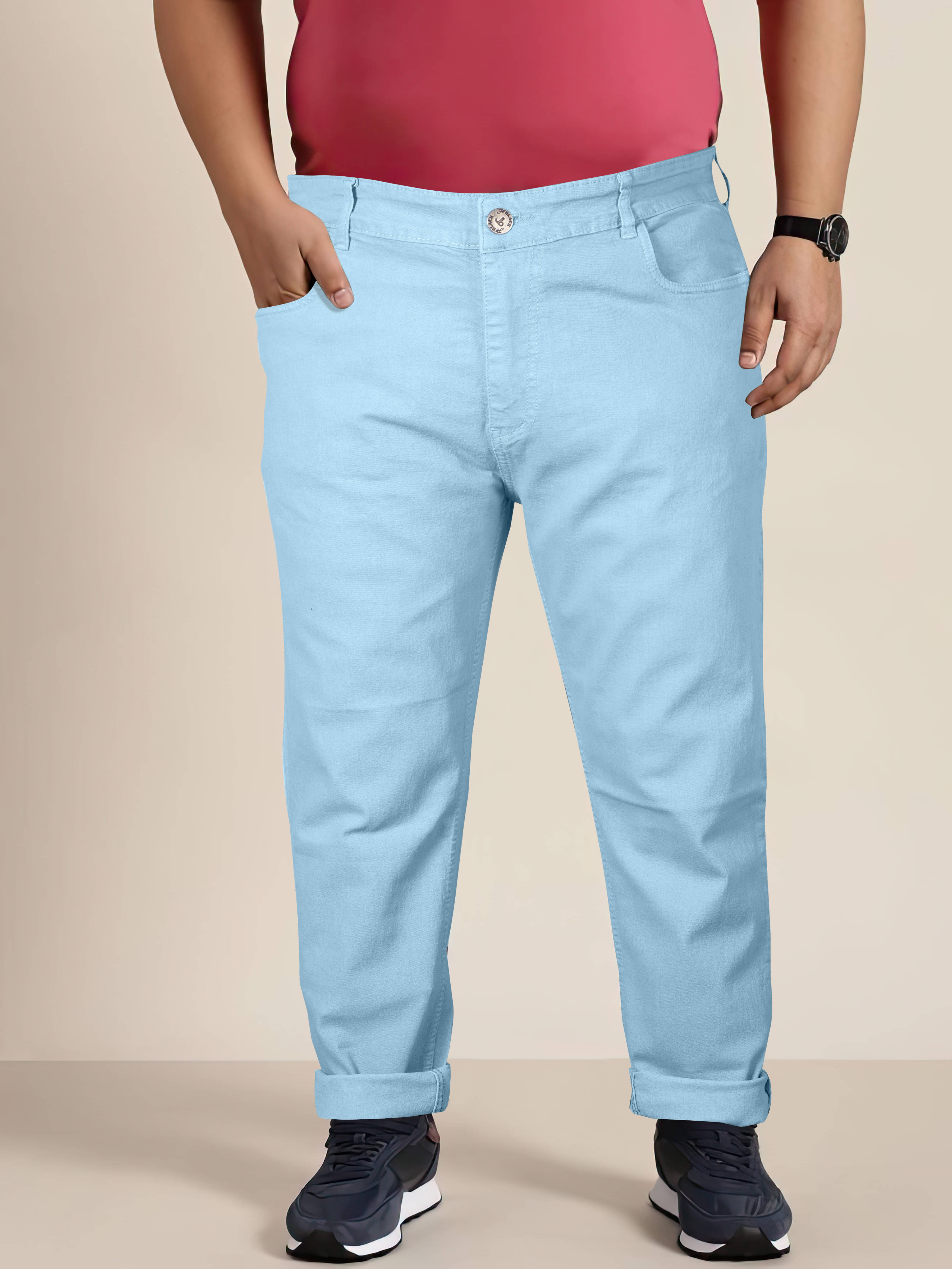 JB JUST BLACK Regular Fit Cuffed Hem Men's Jeans - Blue ( Pack of 1 ) JB JUST BLACK Regular Fit Cuffed Hem Men's Jeans - Blue ( Pack of 1 )