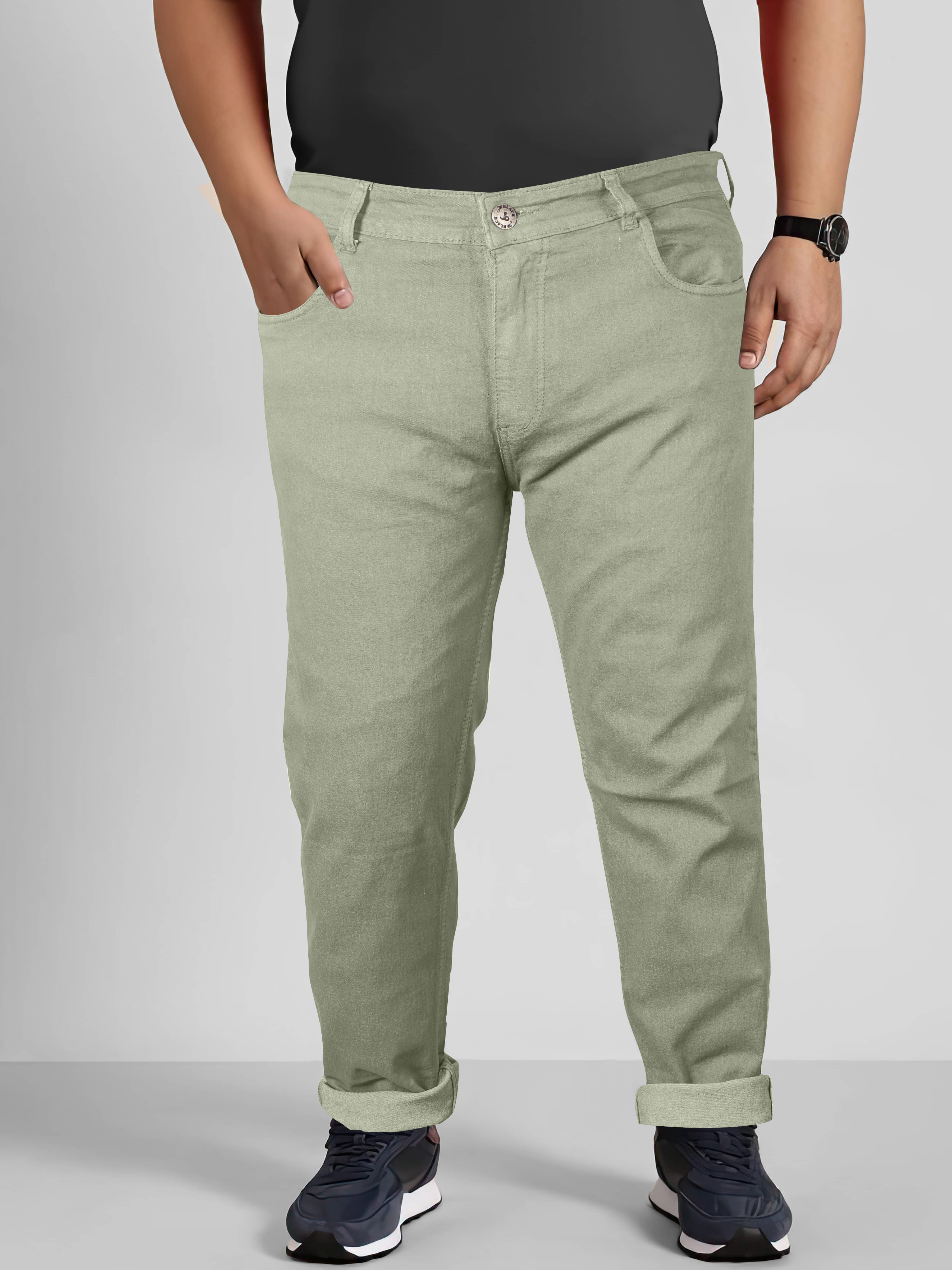 JB JUST BLACK Regular Fit Cuffed Hem Men's Jeans - Green ( Pack of 1 ) JB JUST BLACK Regular Fit Cuffed Hem Men's Jeans - Green ( Pack of 1 )