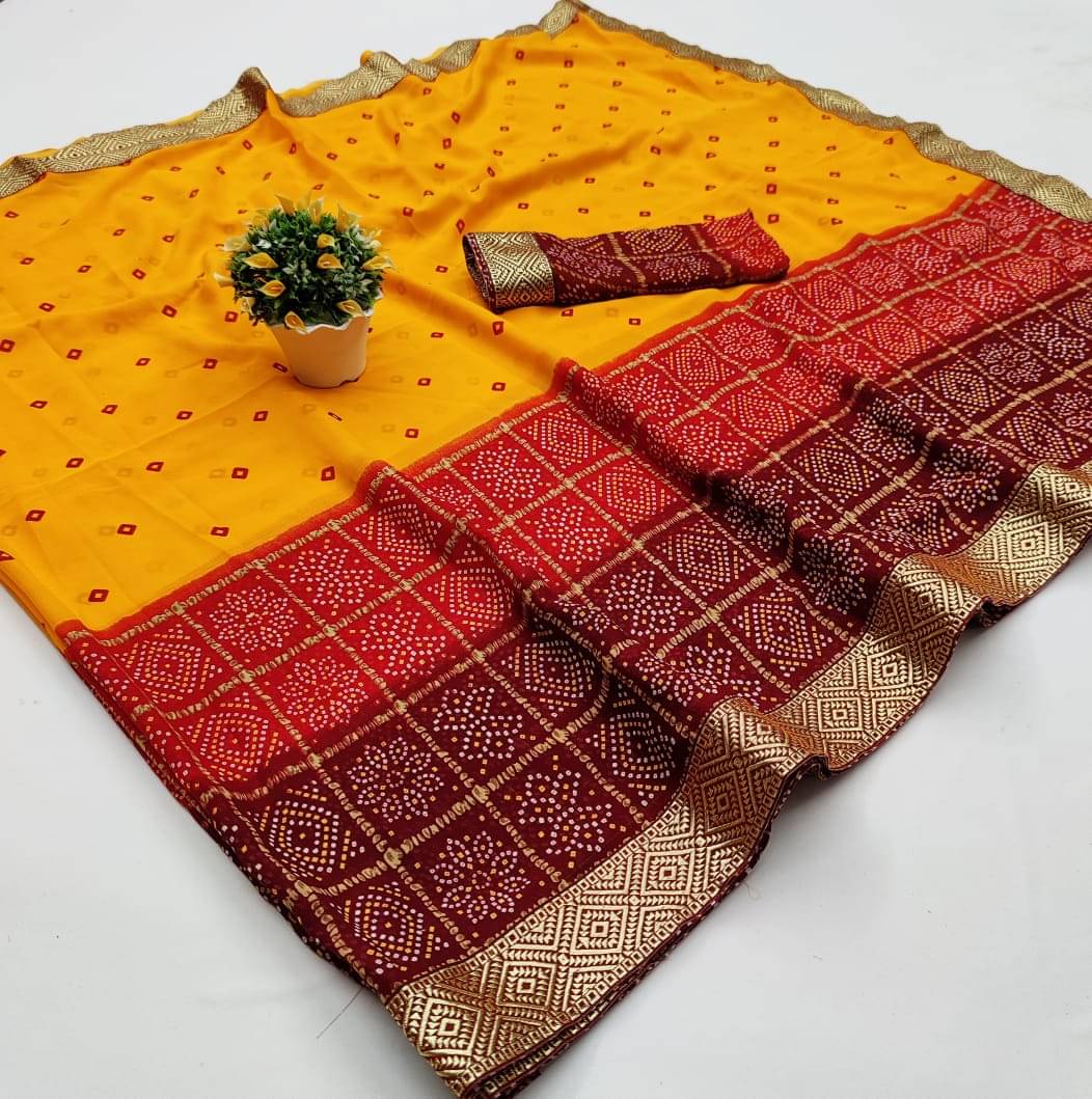 Kanooda Prints Georgette Printed Saree With Unstitched Blouse Piece ( Maroon ) Kanooda Prints Georgette Printed Saree With Unstitched Blouse Piece ( Maroon )