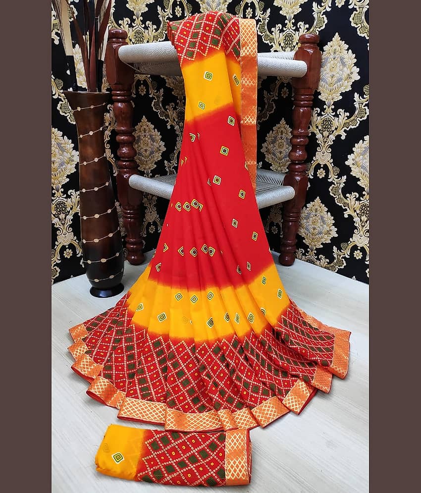 Kanooda Prints Georgette Printed Saree With Unstitched Blouse Piece ( Pink ) - Sarees | Buy online on ZillyBuy