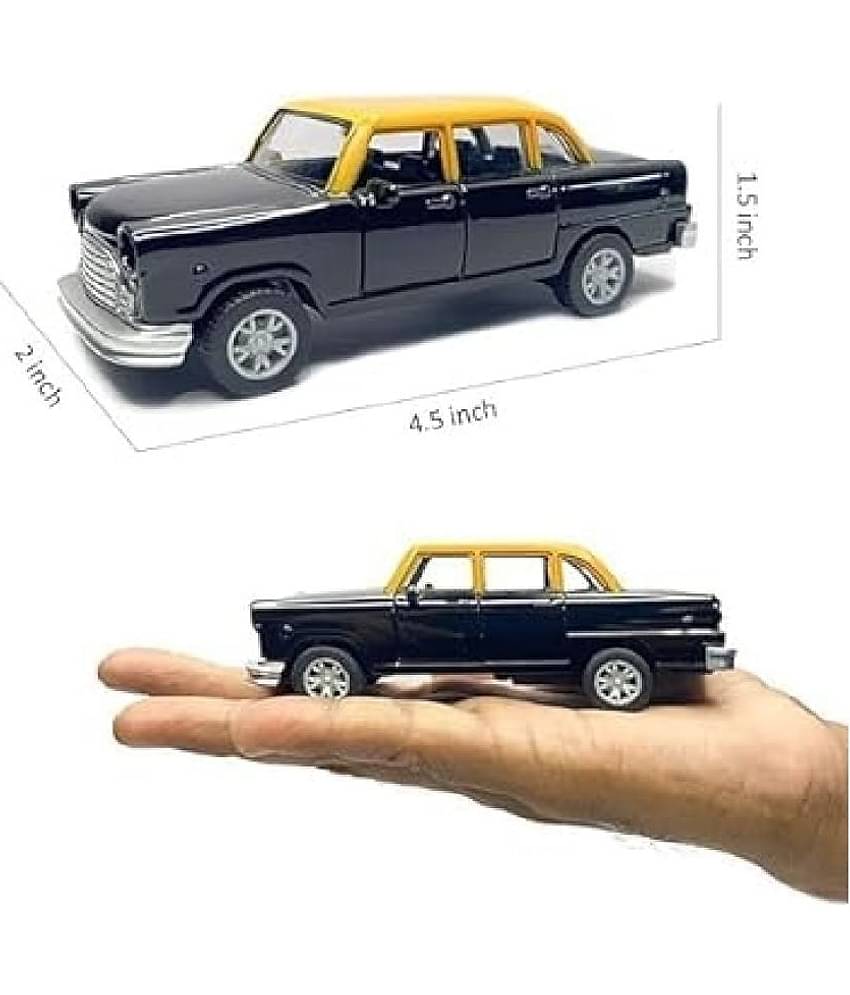 Kidsaholic Mumbai Taxi Car Metal Plastic Toys Ambassador Taxi Car Toy, Pull Back Action, Excellent Body Graphics, Door Openable (Free subscription of kids Educational worksheets)