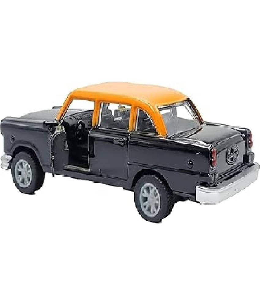 Kidsaholic Mumbai Taxi Car Metal Plastic Toys Ambassador Taxi Car Toy, Pull Back Action, Excellent Body Graphics, Door Openable (Free subscription of kids Educational worksheets)
