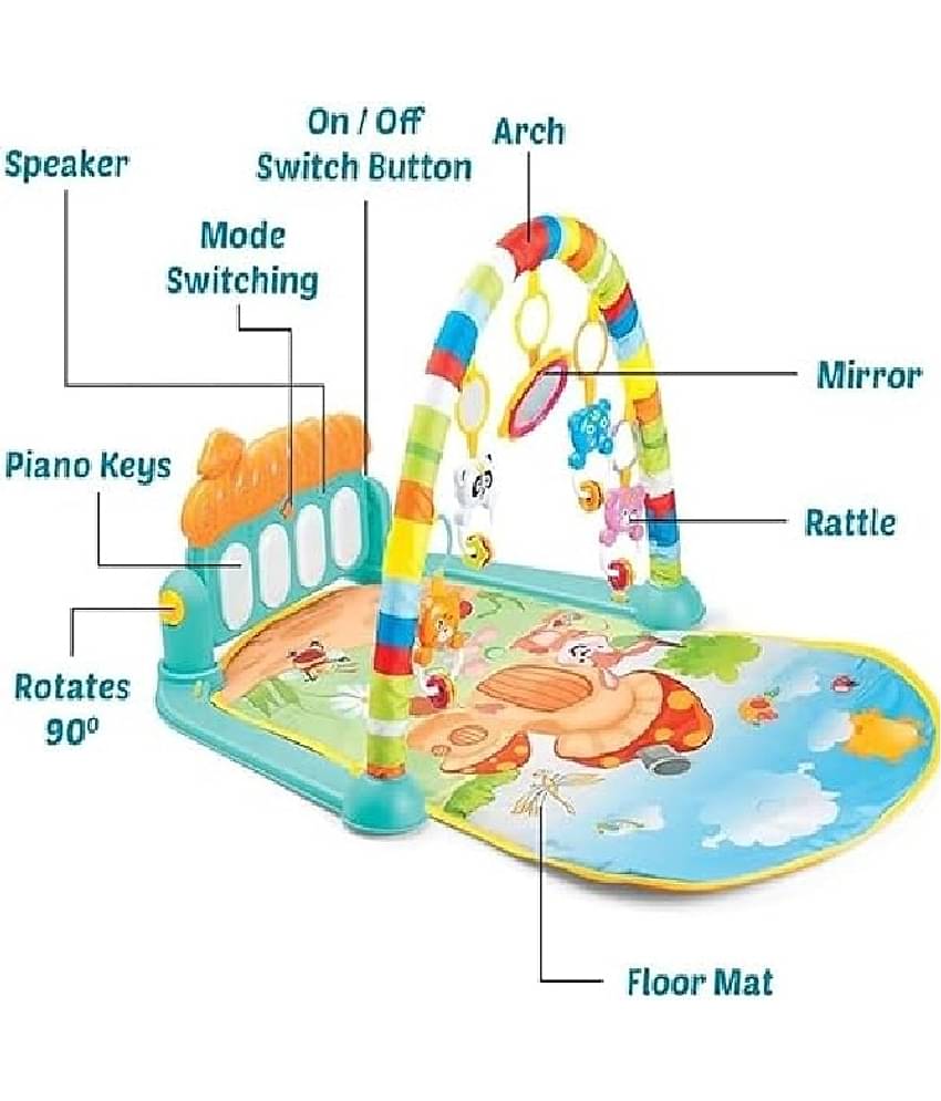 Kidsaholic Musical Keyboard Mat Piano | Baby Gym & Fitness Rack | Baby Play Mat | Fitness Rack with Hanging Rattles | Lights & Musical Keyboard (Free subscription of kids Educational worksheets)