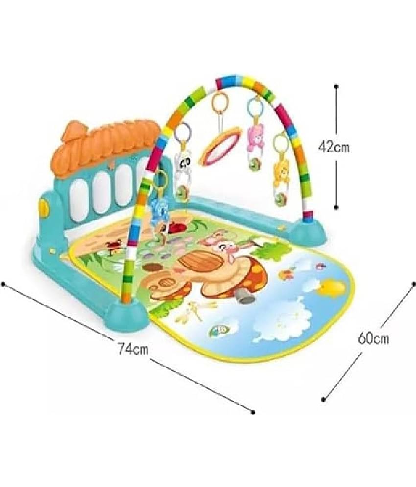 Kidsaholic Musical Keyboard Mat Piano | Baby Gym & Fitness Rack | Baby Play Mat | Fitness Rack with Hanging Rattles | Lights & Musical Keyboard (Free subscription of kids Educational worksheets)