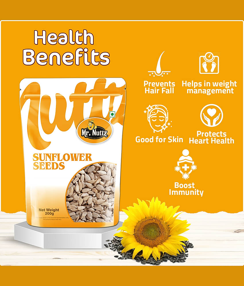 Mr.Nuttz Roasted Sunflower Seeds 200g| Rich in Protein & fiber | Edible Healthy Seeds