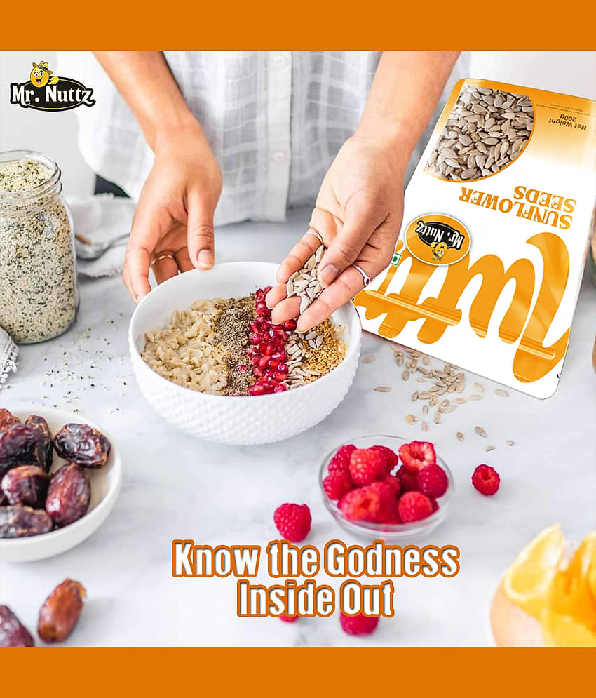 Mr.Nuttz Roasted Sunflower Seeds 200g| Rich in Protein & fiber | Edible Healthy Seeds