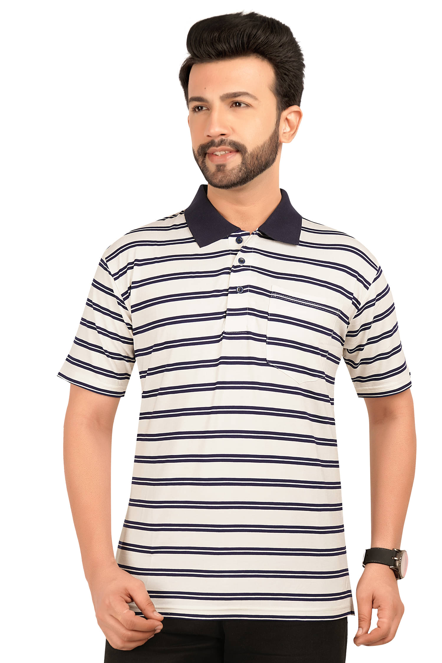 Neo Garments Pack of 1 Cotton Regular Fit Striped Half Sleeves Men's Polo T Shirt ( Multicolor ) Neo Garments Pack of 1 Cotton Regular Fit Striped Half Sleeves Men's Polo T Shirt ( Multicolor )