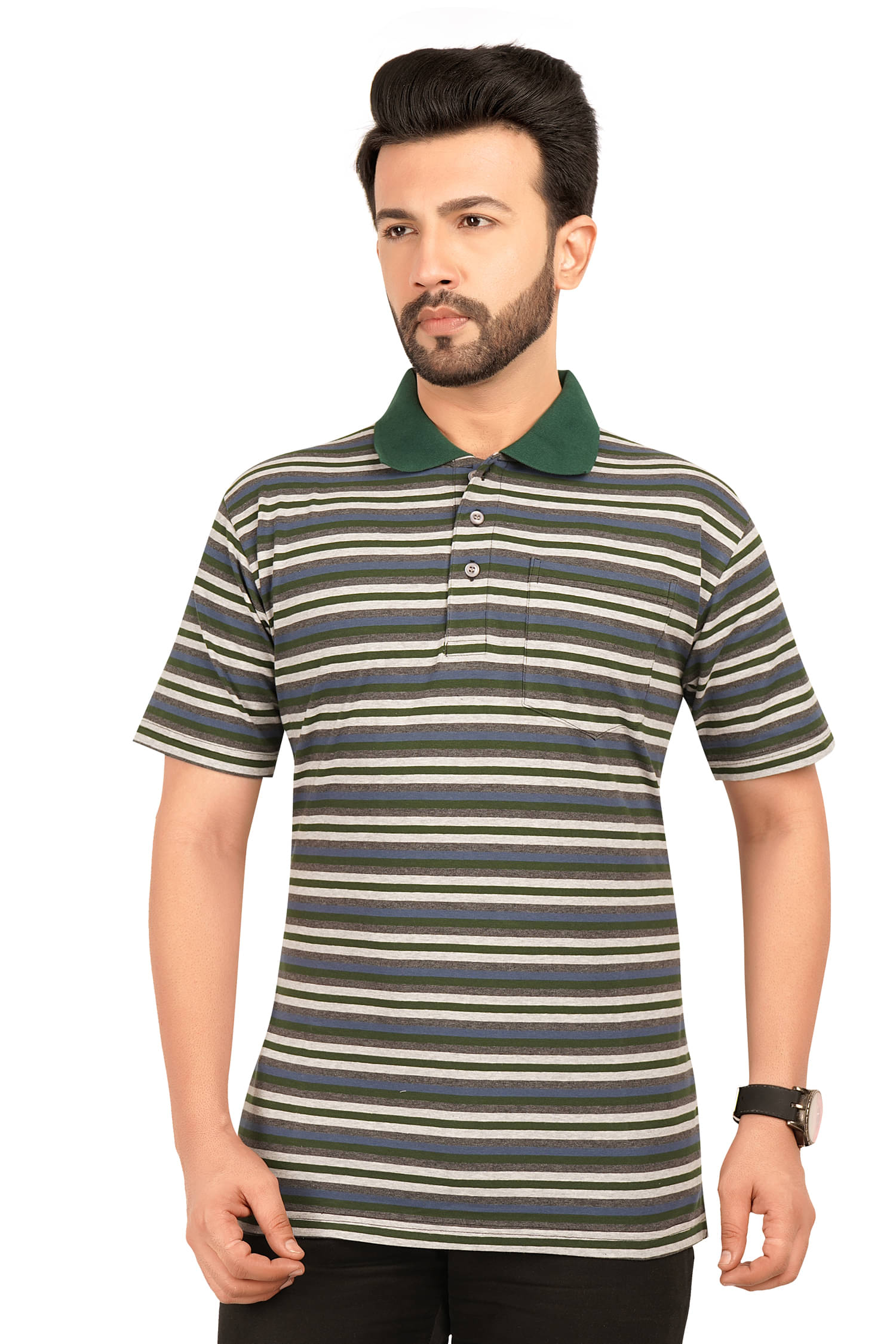 Neo Garments Pack of 1 Cotton Regular Fit Striped Half Sleeves Men's Polo T Shirt ( Multicolor ) Neo Garments Pack of 1 Cotton Regular Fit Striped Half Sleeves Men's Polo T Shirt ( Multicolor )
