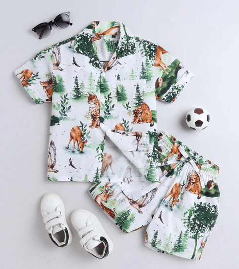 Ocvito Pack of 1 Boys Cotton Blend Shirt & Shorts Set ( Multicolor )