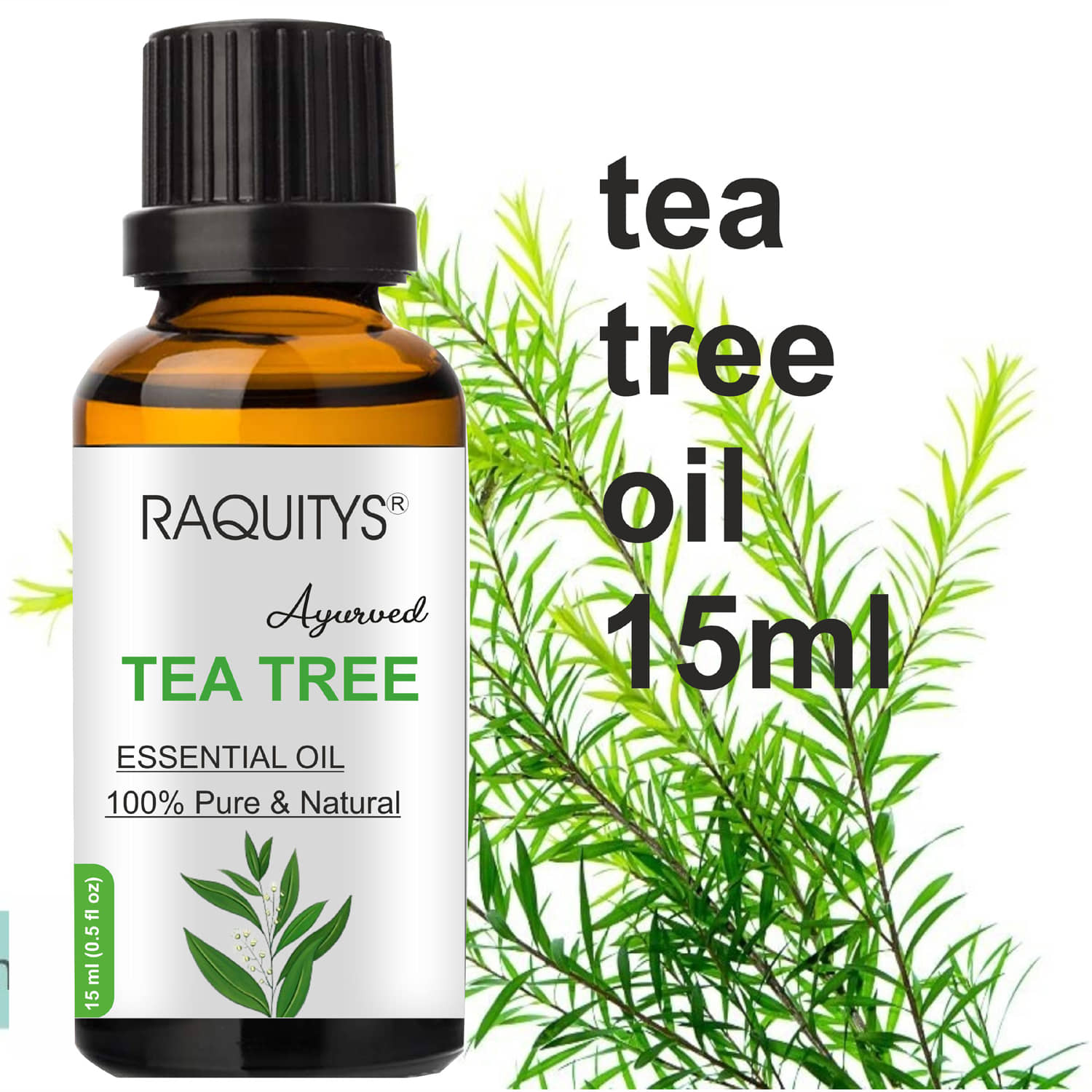PURE JANGALI ORGANICS Tea Tree Essential Oil, 100% PURE and Natural, For Aromatherapy 15ML