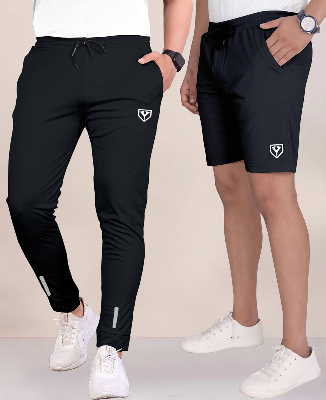     			Septem Black Polyester Men's Shorts ( Pack of 2 )