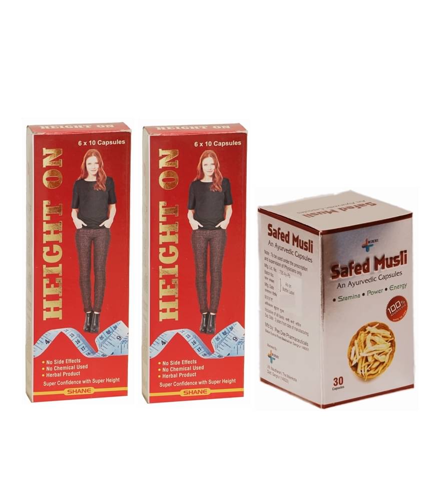 Shane Height On Cap 60 no.s & Rikhi Safed Musli Capsule 30 no.s Shane Height On Cap 60 no.s & Rikhi Safed Musli Capsule 30 no.s