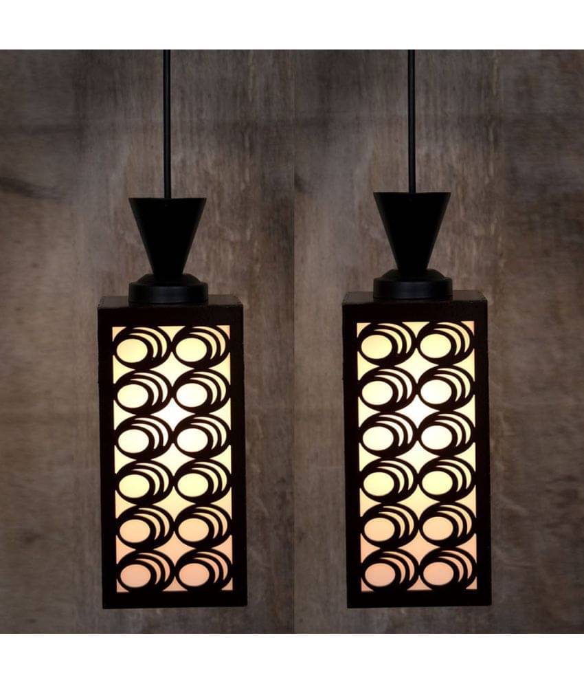 Somil Wood Hanging Light Pendant Black - Pack of 2 Somil Wood Hanging Light Pendant Black - Pack of 2